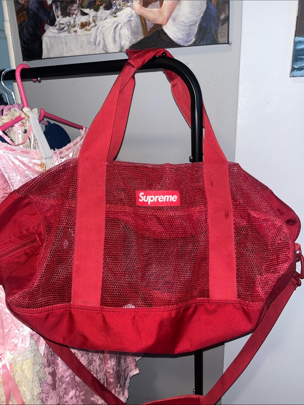 Supreme red limited edition large mesh duffel bag collab cordura spring 2020